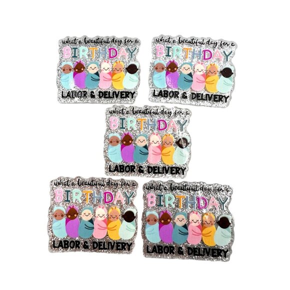 10 pc glitter Labor and Delivery RN Nurse acrylic flat back charm for badge reel - Picture 1 of 3